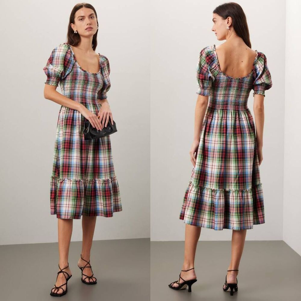 Hill House Home The Louisa Nap Dress in Ivory Tartan XL